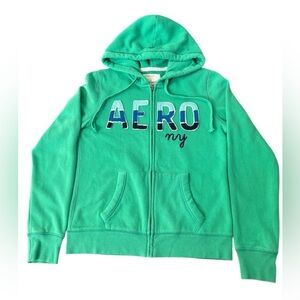 Aeropostale L Green Full Zip Hoodie AERO NY Logo New No Tags
